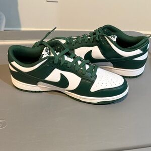Nike Dunk Low White and Forest Green Leather Sneakers